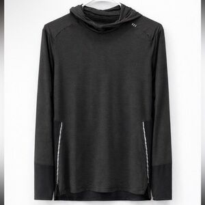Lululemon Men’s Hooded Long Sleeve Top Gray Black Small Medium 19” PTP
